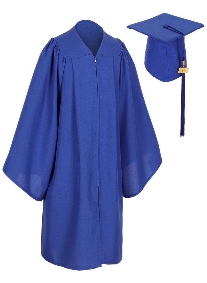 D DODOU Matte Preschool and Kindergarten Graduation Cap Gown Set with Year Charm Tassel (Royal Blue, 24) - Image 1